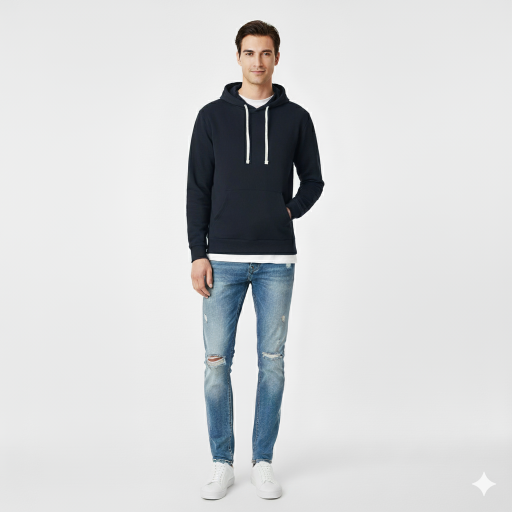Bluza męska z kapturem inspirowana obrazem „Gwiasnista noc” Van Gogha z 1889 roku (czarna)